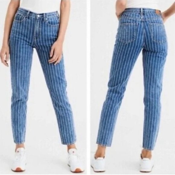 American Eagle Outfitters Denim - American Eagle Striped Mom Jeans 8R